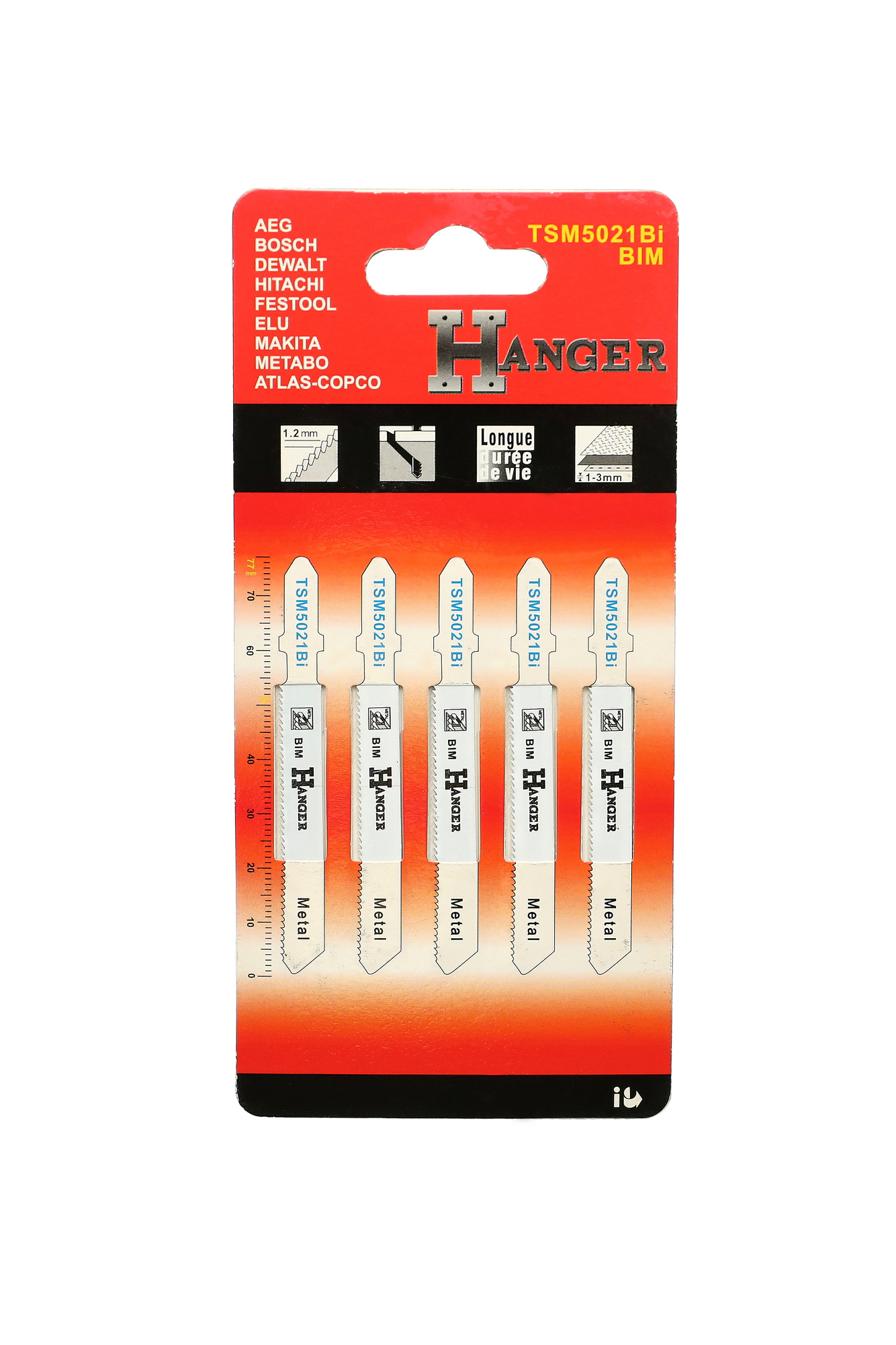 Pack de 5 lames de scie sauteuse TSM5021Bi pour métal 50 mm HANGER 150211 – Image 4